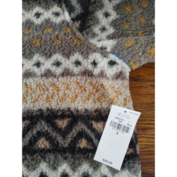 Old Navy Sherpa 1/4 Zip SHERPA UNISX S Fair Isle Aztec Fleece Sleeve POCKETS NWT - Picture 2 of 13